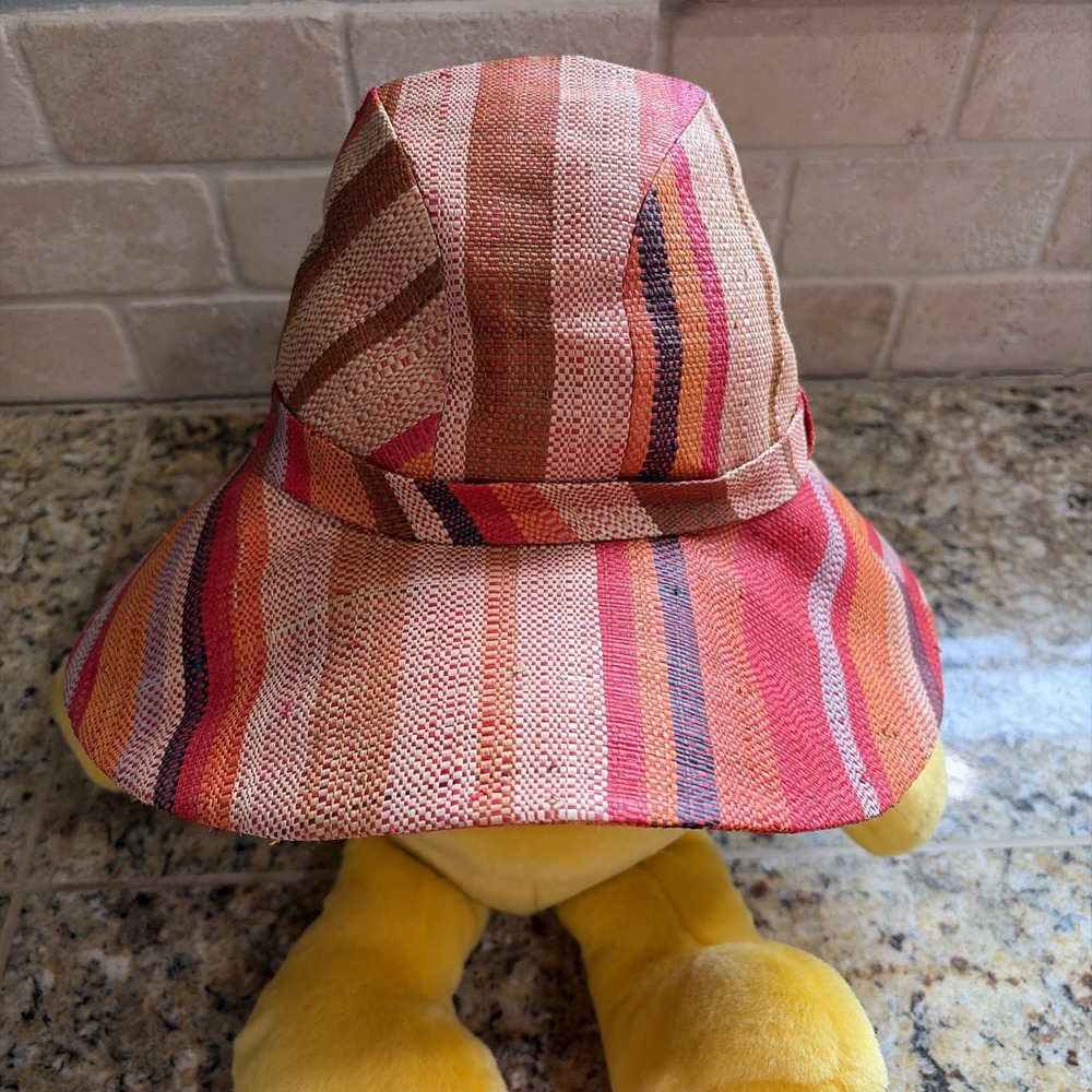 Rafi de Luca Orange Colorful‎ Stripe Straw? Hat Unisex Womens Accessory One Size